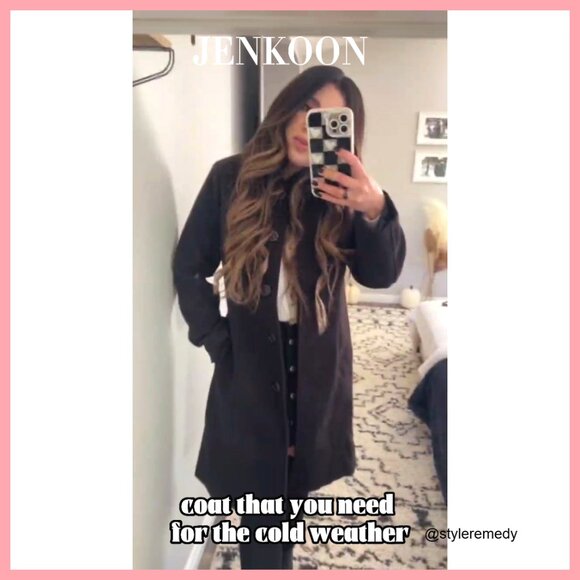 Wool Trench Coat Long Winter Overcoat Fitted Slim Fit - Picture 7 of 7